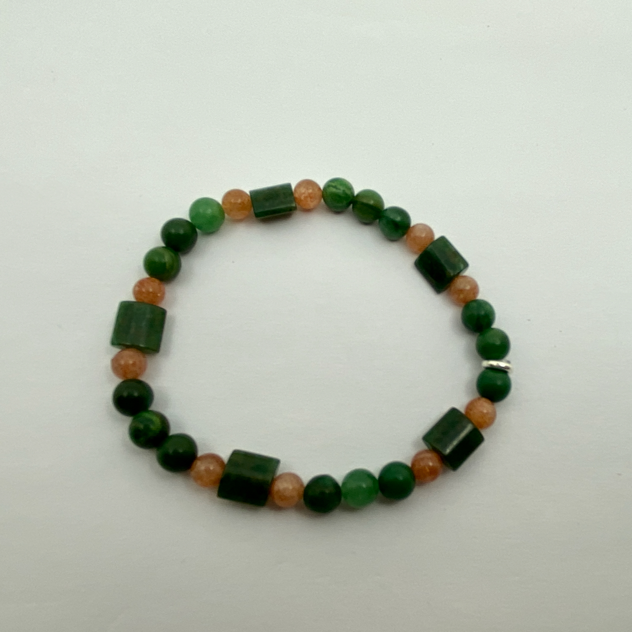 Sonnenstein - Prasem-Stein Armband Unikat
