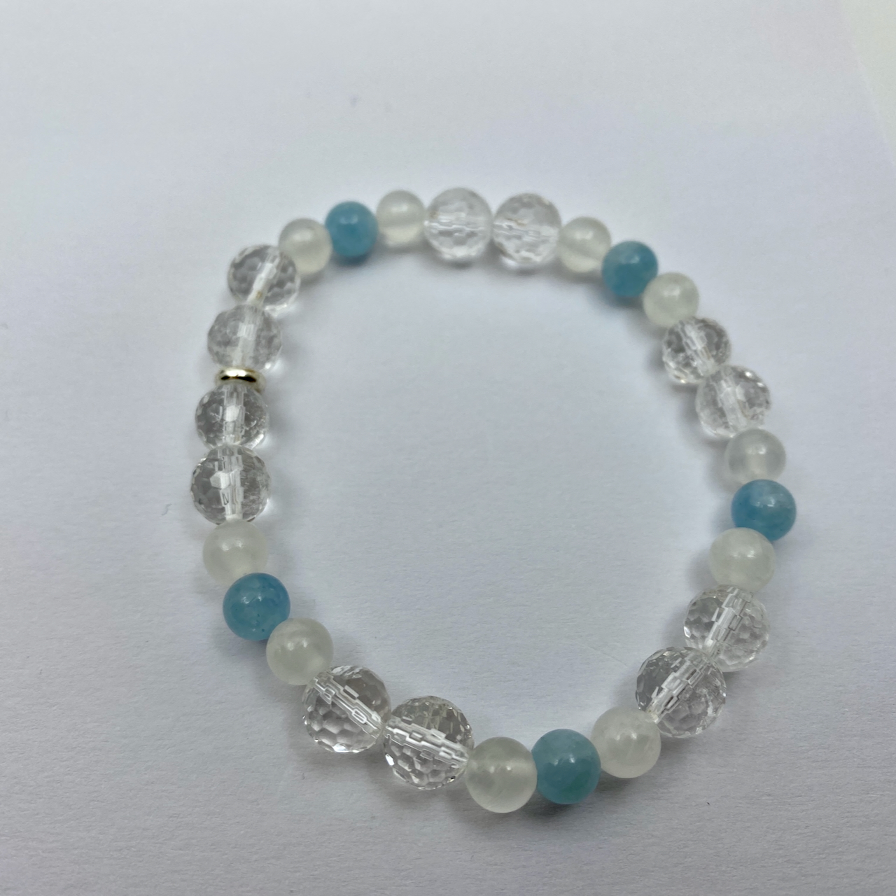 Aquamarin - Selenit - Bergkristall Armband Unikat 