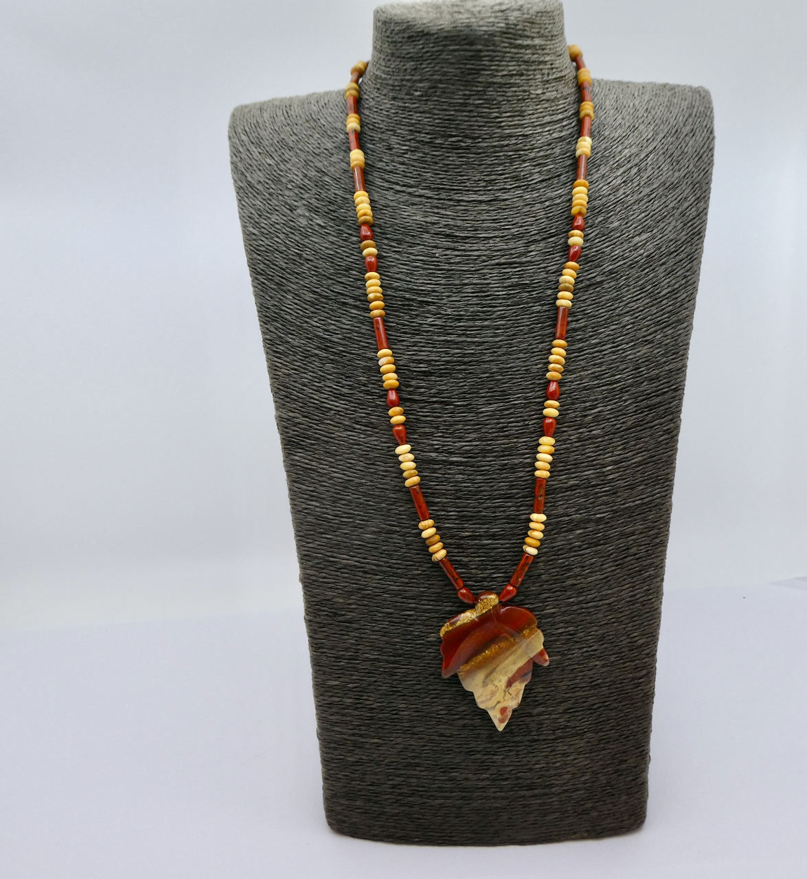 Jaspis Blatt - Jaspis gelb und rot Edelstein Design Collierkette