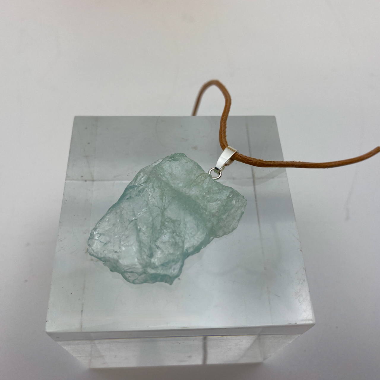 Aquamarin Natur Kristall Anhänger Silber