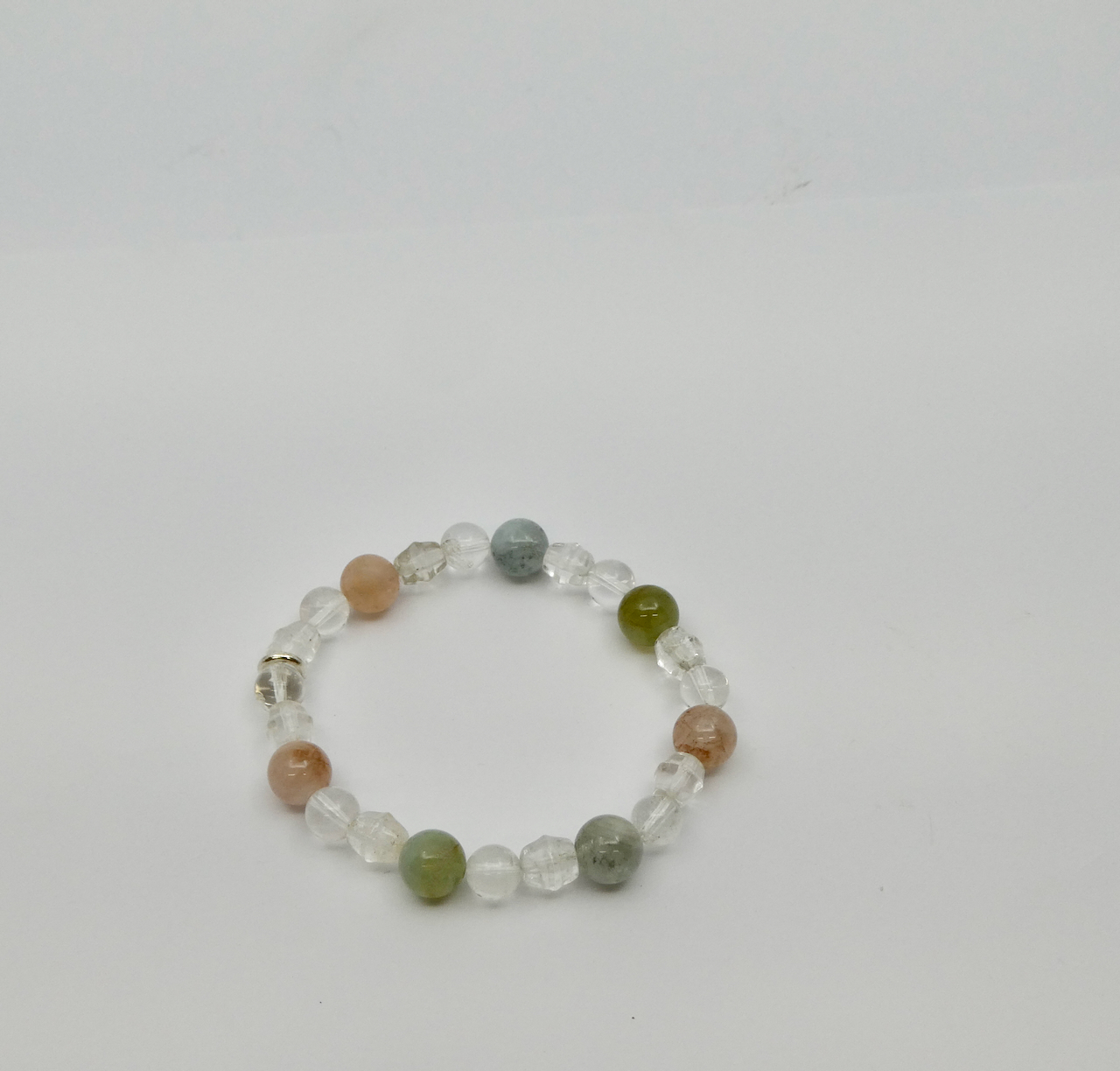 Männer Armband Bergkristall - Beryll grün - Morganit - Unikat