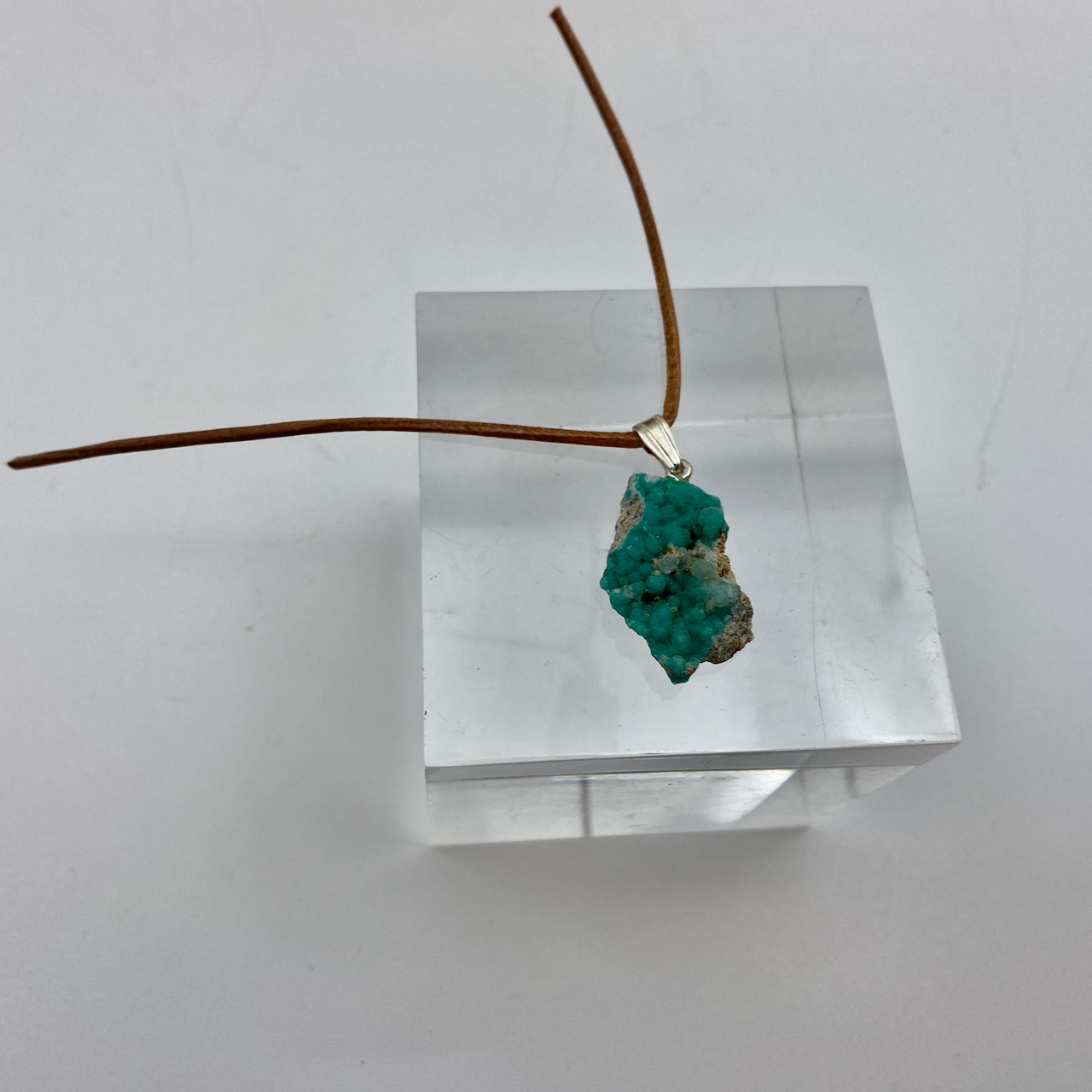 Hemimorphit blau-türkis  Natur-Kristall Anhänger Silber