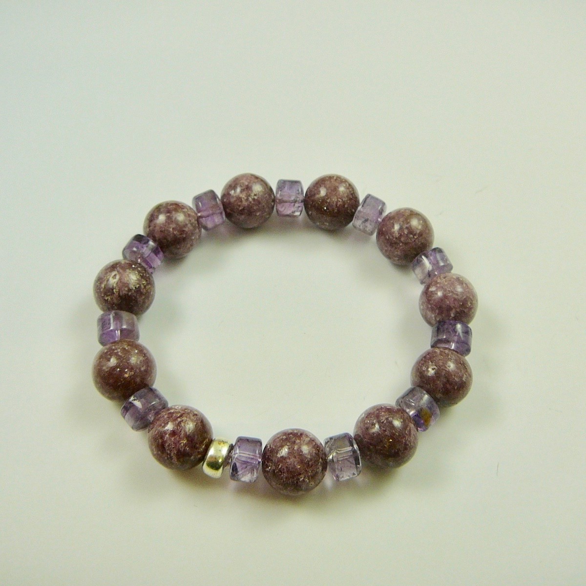 Armband Lepidolith, Amethyst, Silberteil UNIKAT Armband Lepidolith, Amethyst, Silberteil UNIKAT