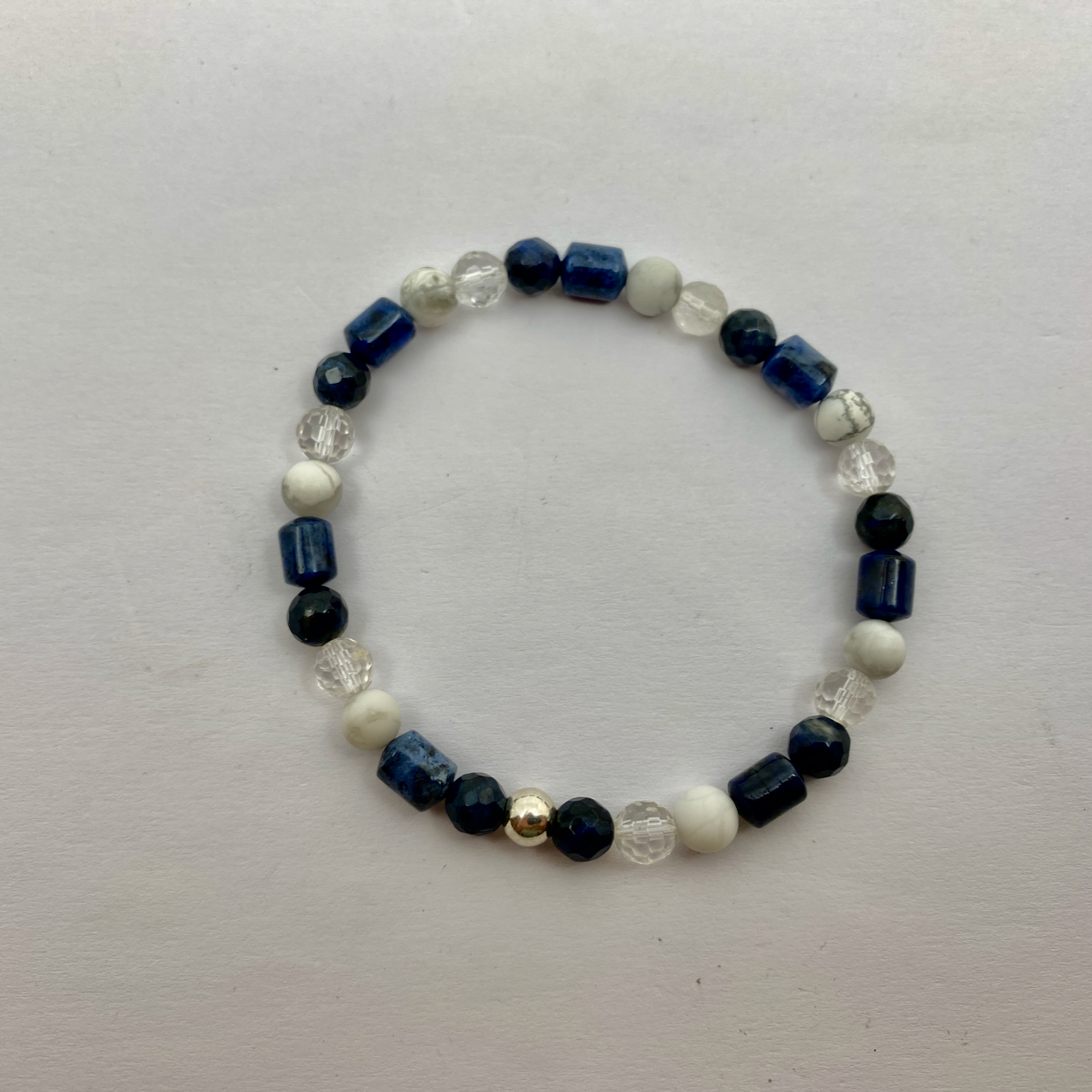 Dumortierit - Magnesit - Bergkristall Design Armband größer Männerarmband